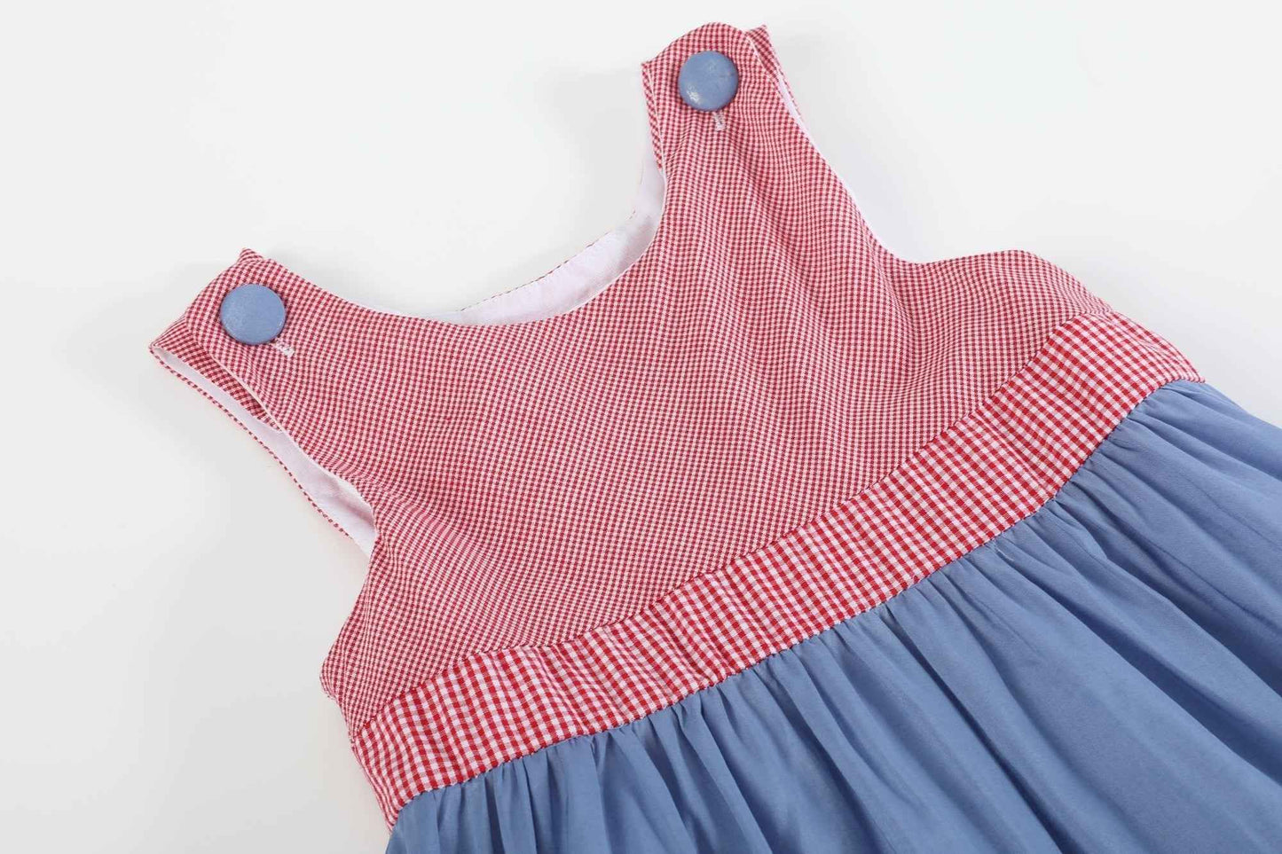 Denim Look and Red Gingham A-Line Dress - Abbies Place