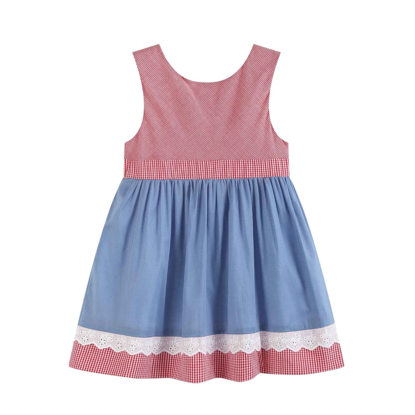 Denim Look and Red Gingham A-Line Dress - Abbies Place