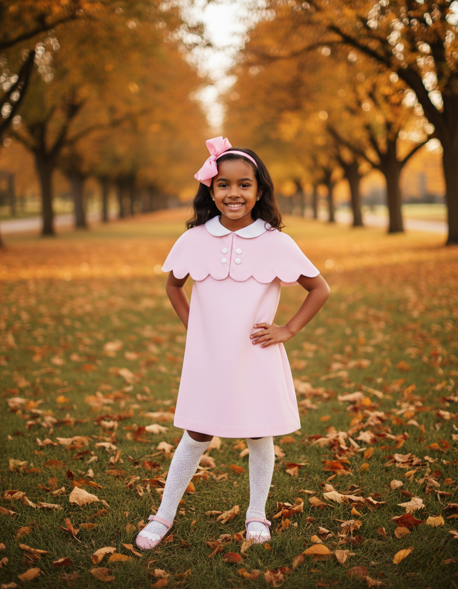 The Capelet Dress in Miriam - Pink Pinwale Corduroy