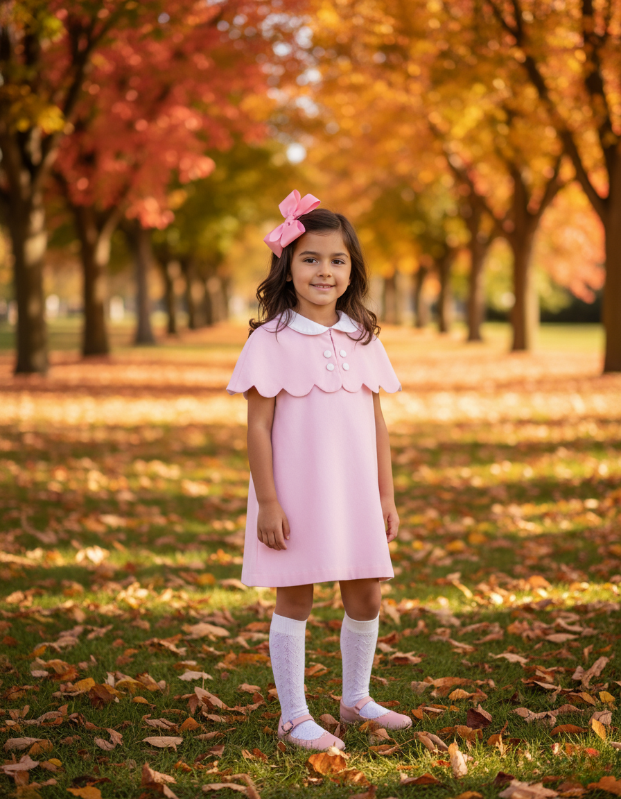 The Capelet Dress in Miriam - Pink Pinwale Corduroy