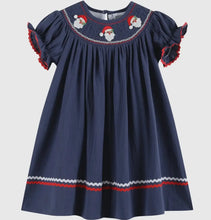 Load image into Gallery viewer, Preorder ETA 8/15-9/15-Navy Blue Santa Smocked Dress - Image #1
