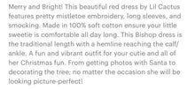 Load image into Gallery viewer, Red Christmas Mistletoe Smocked Long Sleeve Bishop Dress - Image #3
