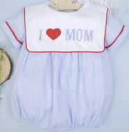 I Love Mom Embroidery Boy Bubble - Image #1