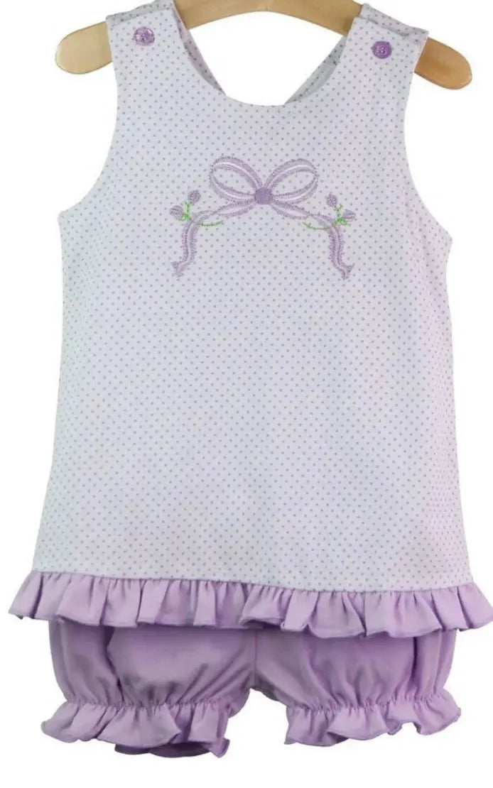 Baby Girl Bow Embroidered Ruffle Top and Bloomers - Image #1