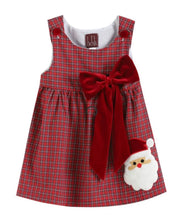 Load image into Gallery viewer, Red Plaid Santa Bow Sleeveless Babydoll Dress - Image #1
