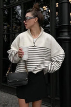 Load image into Gallery viewer, Striped half zip sweatshirt - Image #1
