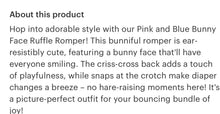 Load image into Gallery viewer, Pink and Blue Bunny Face Ruffle Romper - Image #3
