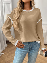 Load image into Gallery viewer, Jessica Ribbed Contrast Trim Long Sleeve Top
