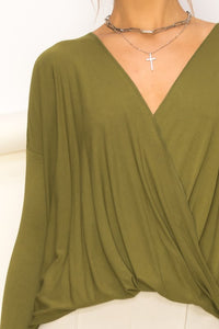 Enticing Endeavors Long Sleeve Surplice Top