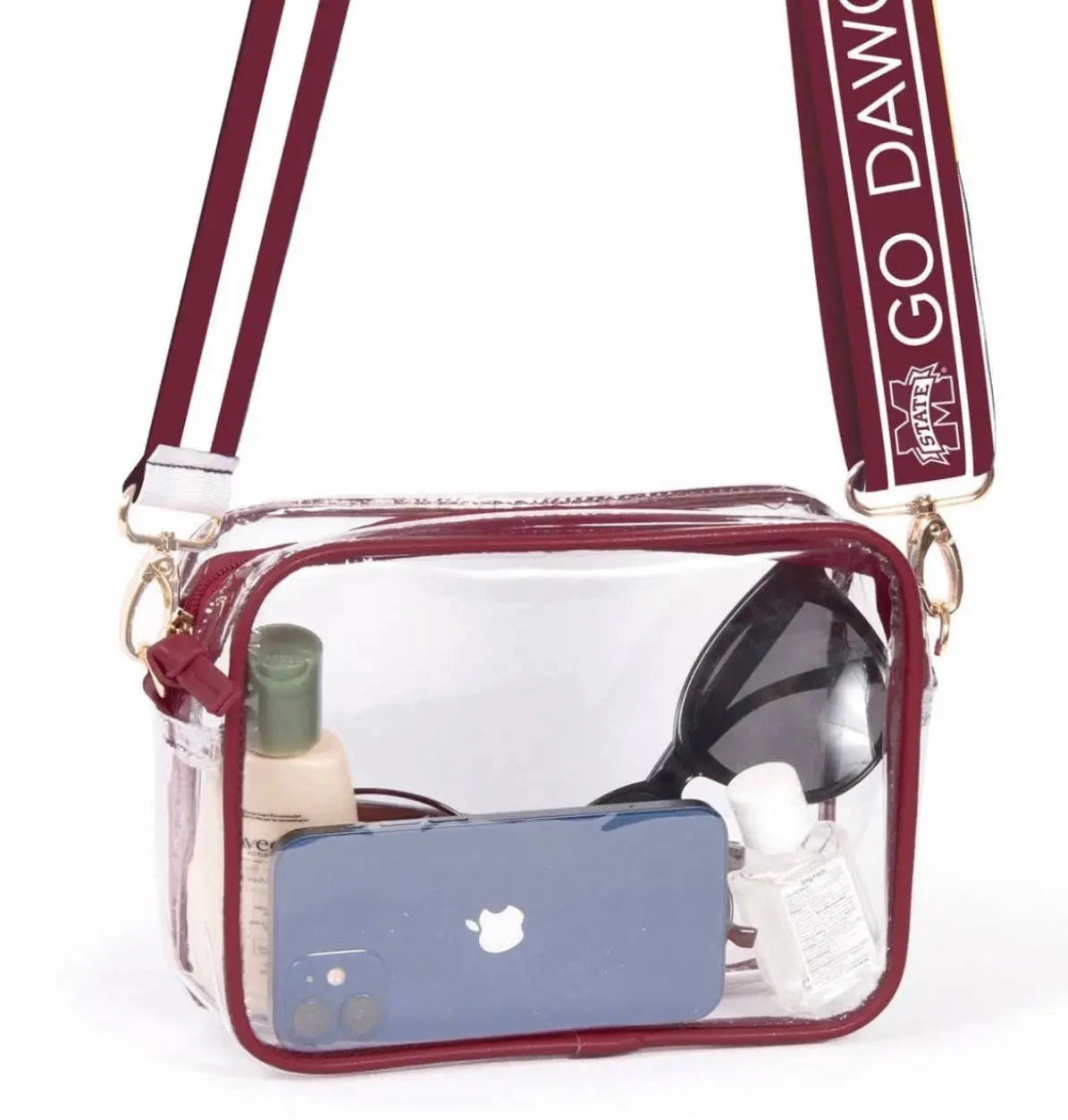 Bridget Clear Purse with Reversible Patterned Shoulder Straps - Abbies Place