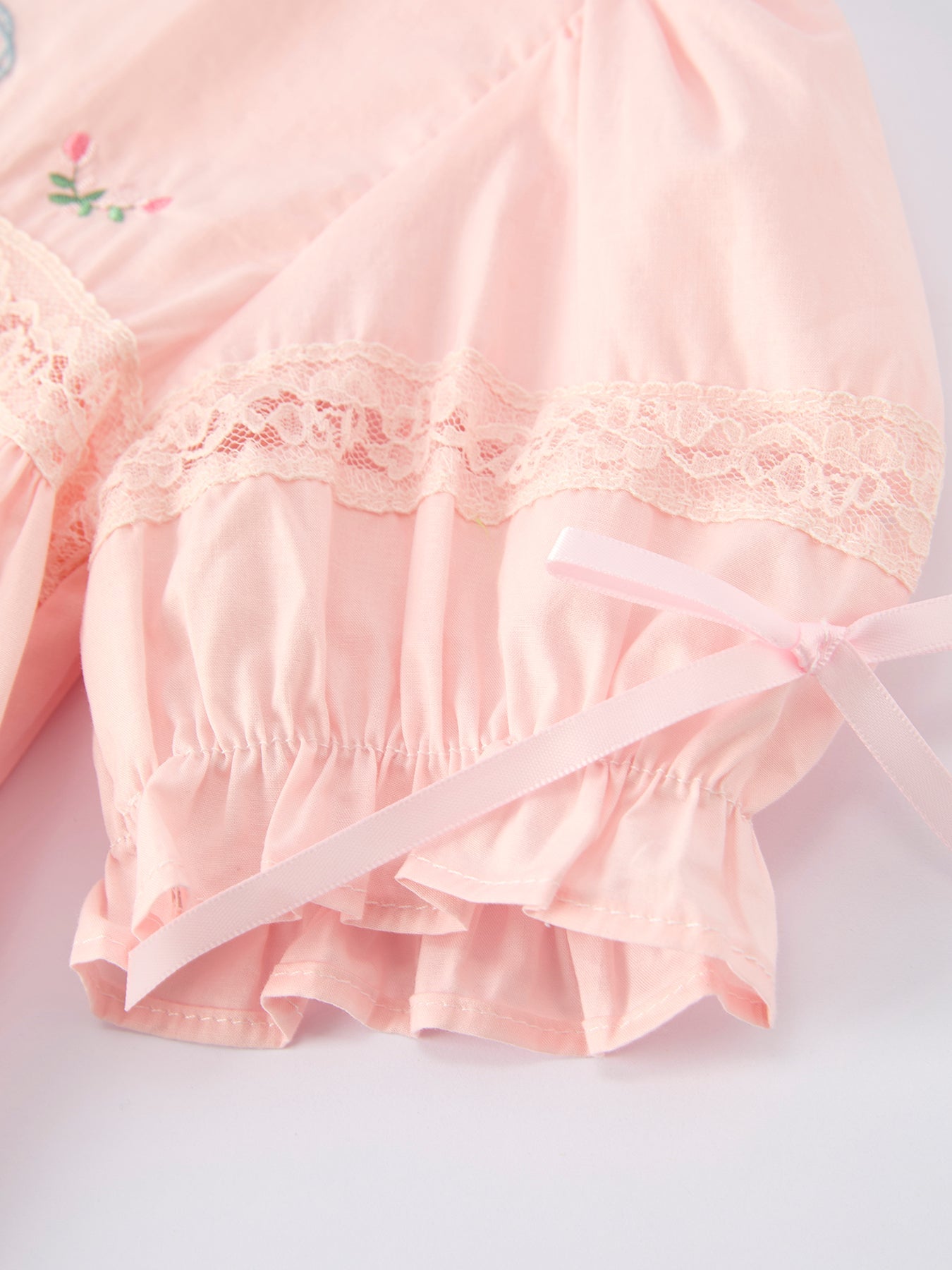 Embroidered Lace Girls' Short-sleeved Dress - Abbies Place