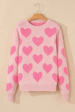 Load image into Gallery viewer, Valentine Heart Colorblock Textured Knit Sweater

