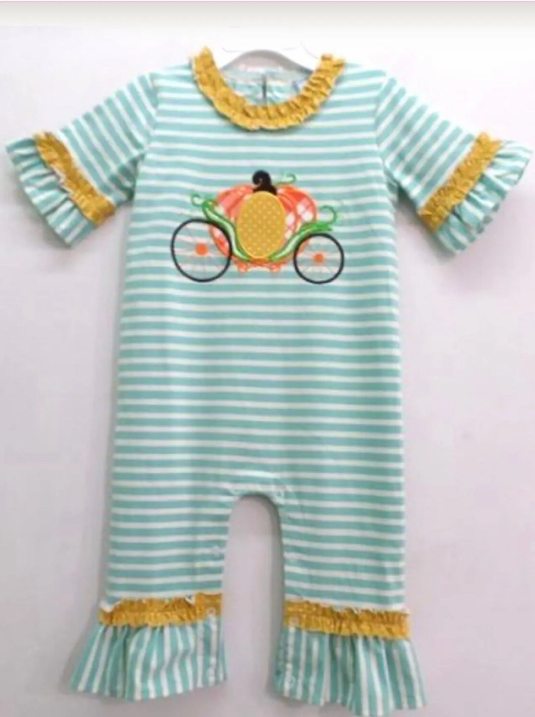 Pumpkin Carriage Applique Romper - Image #1