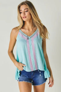 PRINTED SLEEVELESS RUFFLE TANK TOP - Image #9