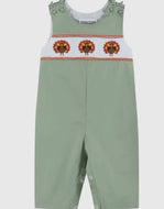 Preorder ETA 7/15-8/15-Sage Green Turkey Smocked Overalls - Image #1