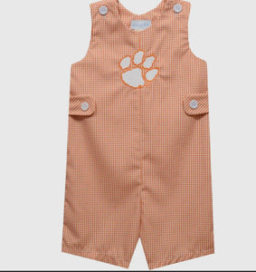 Clemson Tigers Embroidered Orange Gingham Jon Jons - Image #1