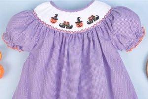 Halloween Smocked Bishop Dress - Image #1