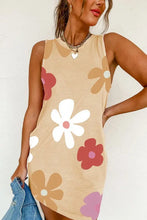 Load image into Gallery viewer, Women Apricot Daisy Flower Print Tank Dress - Image #1
