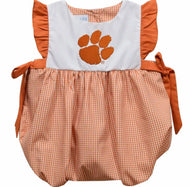 Clemson Tigers Embroidered
Orange Gingham Girls Bubble - Image #1