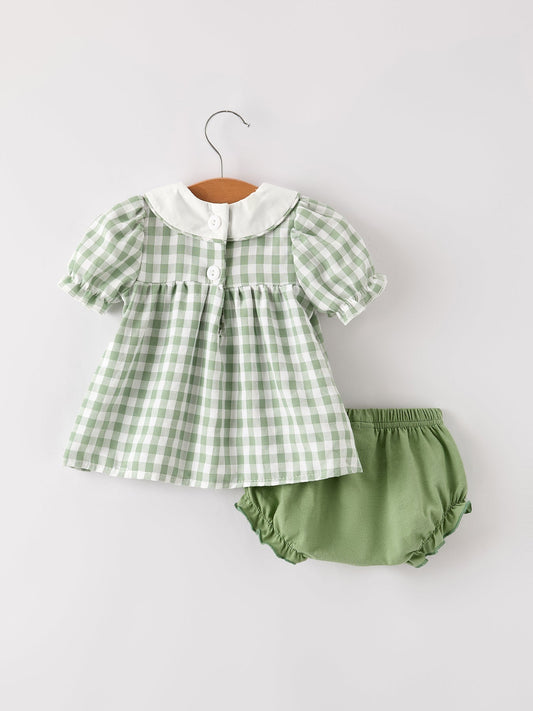 Fall Halloween & Thanksgiving Applique Plaid Girls Bloomers Romper Set - Abbies Place