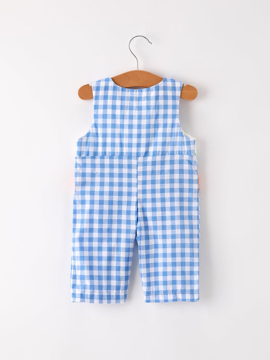 Fall Thanksgiving& Halloween Blue Pumpkin Smock Embroidery Baby Boy Romper - Abbies Place