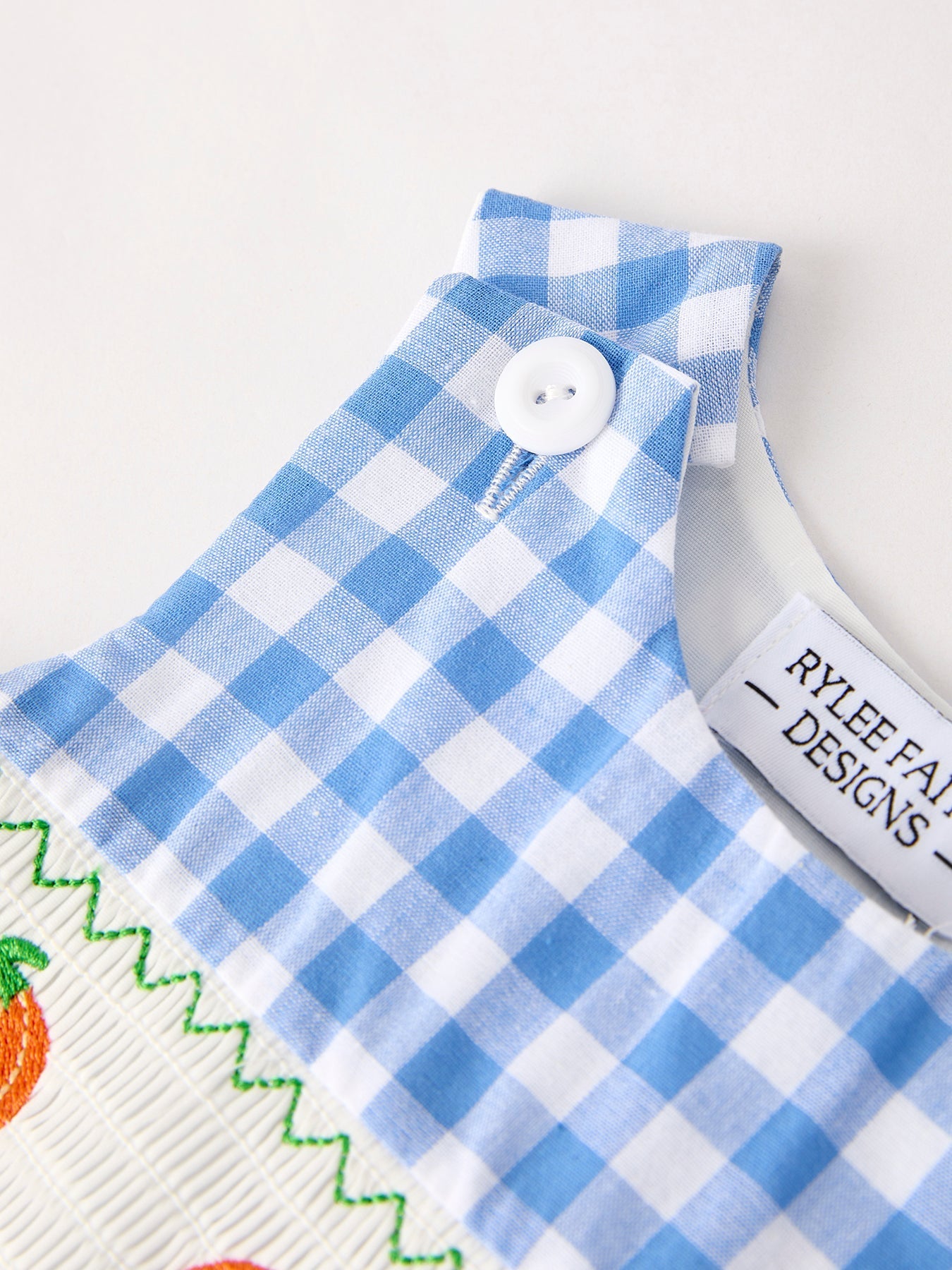 Fall Thanksgiving& Halloween Blue Pumpkin Smock Embroidery Baby Boy Romper - Abbies Place