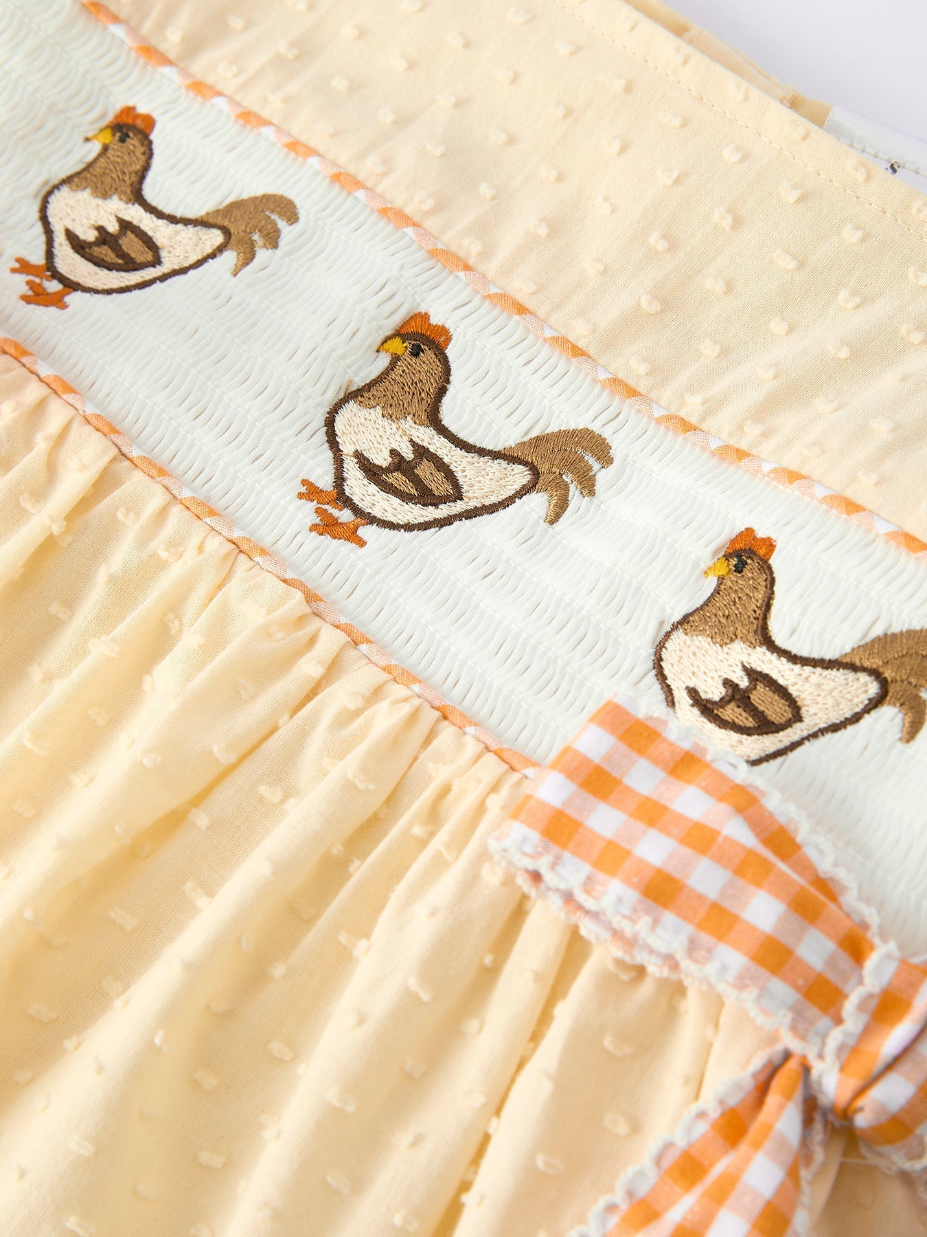 Farm Girl Chicken Smocked Bow Ruffle Dress - Abbies Place