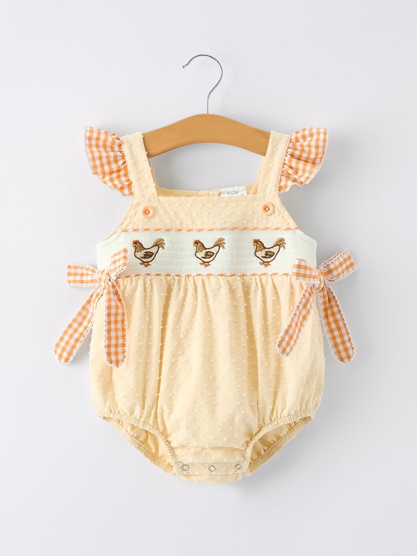 Farm Girl Chicken Smocked Bow Ruffle Romper - Abbies Place