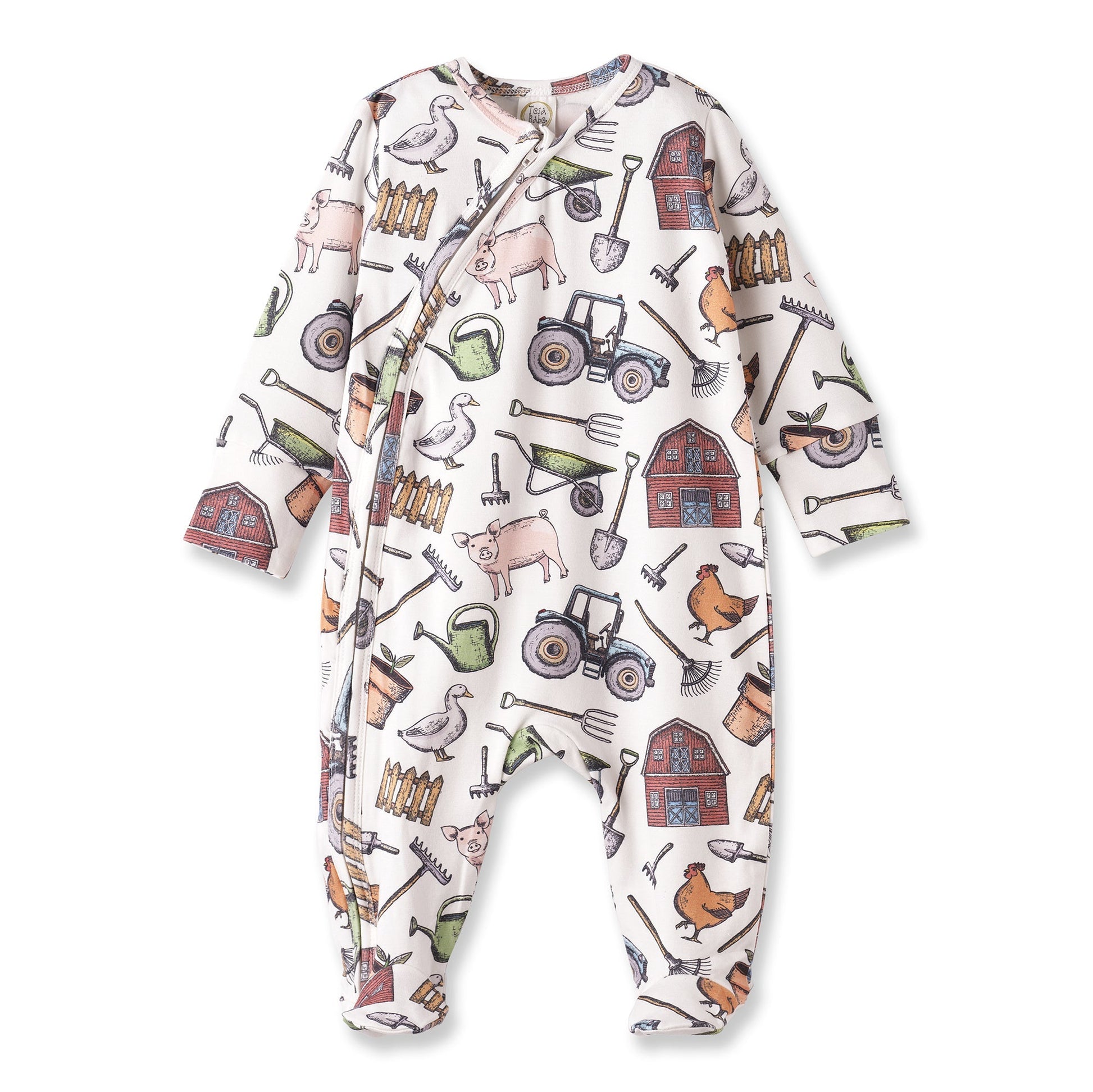 Farmer's Market Baby Zipper Romper – Soft Bamboo One-Piece - Abbies Place