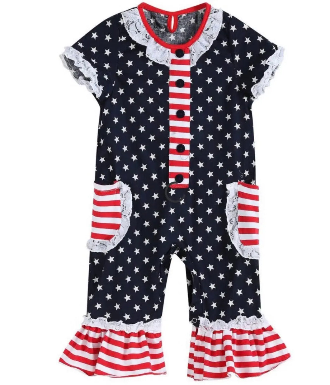 Americana Long All Ruffle Romper - Image #1