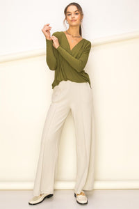 Enticing Endeavors Long Sleeve Surplice Top