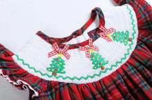 Load image into Gallery viewer, Red and Green Plaid Christmas Tree Smocked Bishop Dress - Image #2
