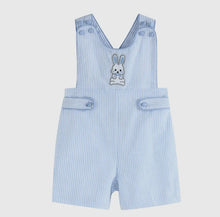 Load image into Gallery viewer, Blue Seersucker Easter Bunny Shortalls - Image #1
