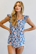 Load image into Gallery viewer, FLORAL PRINTED RUFFLE SLEEVELESS TOP - Image #16
