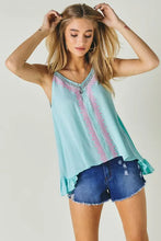 Load image into Gallery viewer, PRINTED SLEEVELESS RUFFLE TANK TOP - Image #1
