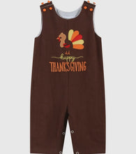 Load image into Gallery viewer, Preorder ETA 7/15-8/15-Brown Happy
Thanksgiving Turkey Overalls - Image #1
