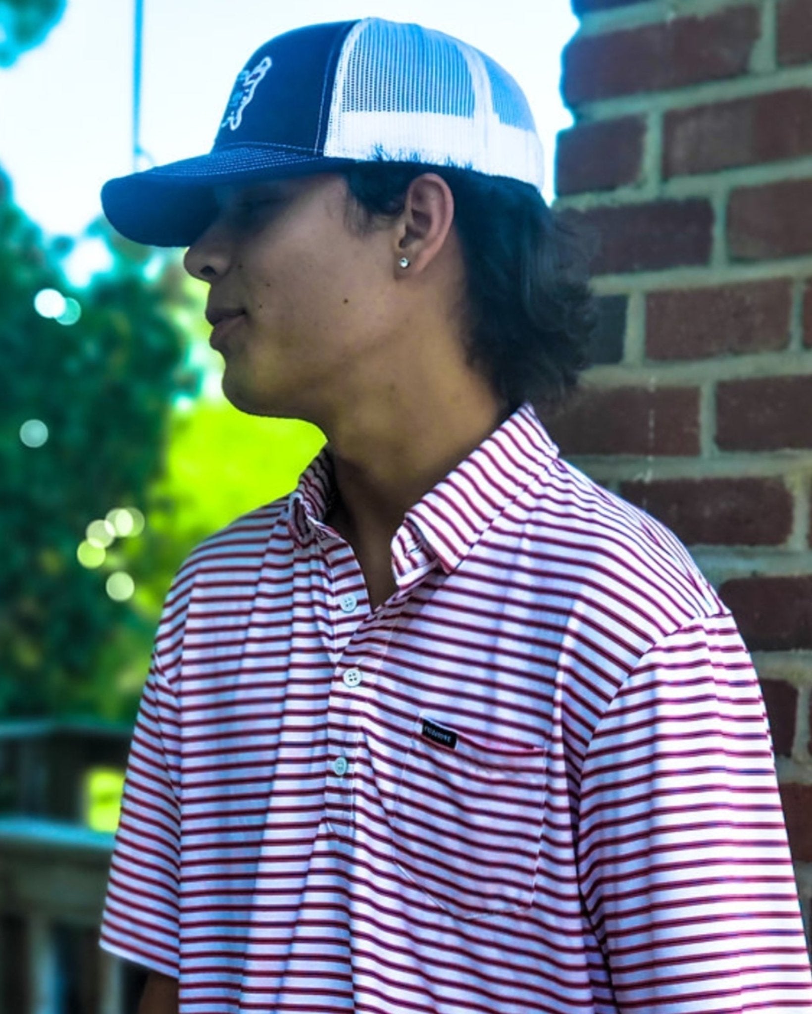 Fieldstone Charleston Performance Polo Red/Navy - Abbies Place