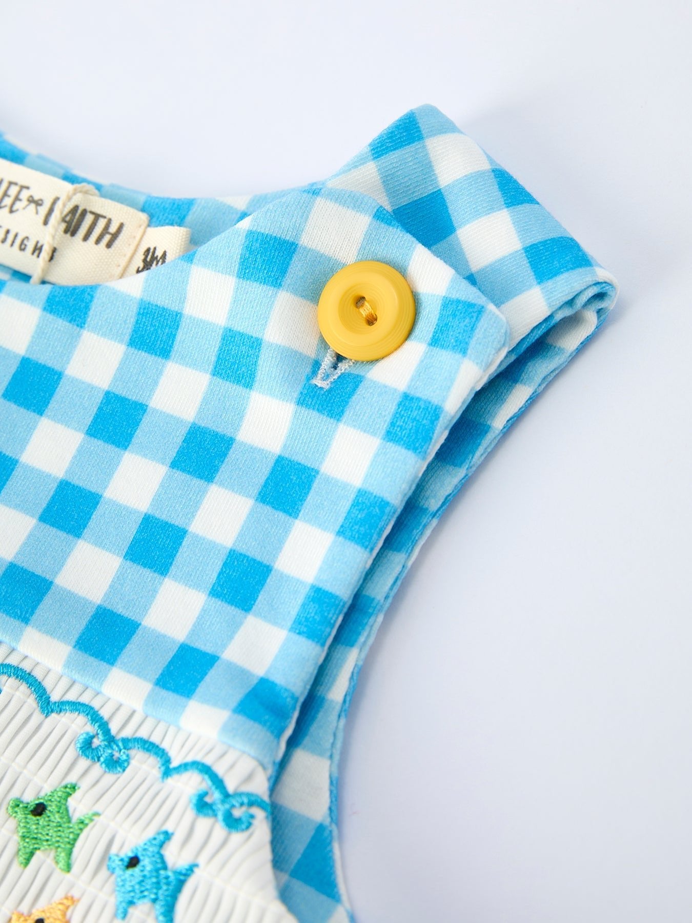 Fish Embroidery Smocking Plaid Baby Boy Romper - Abbies Place