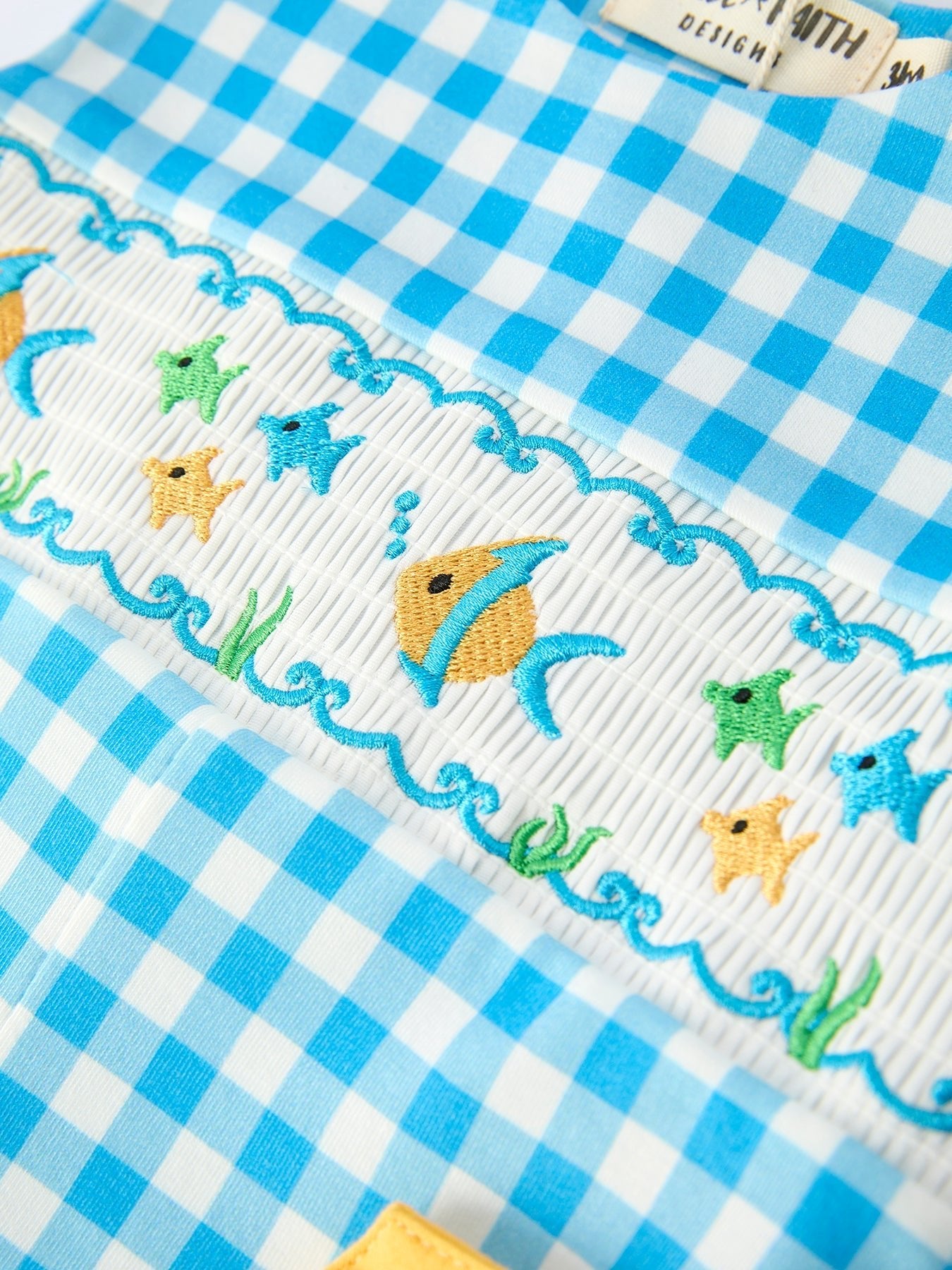Fish Embroidery Smocking Plaid Baby Boy Romper - Abbies Place