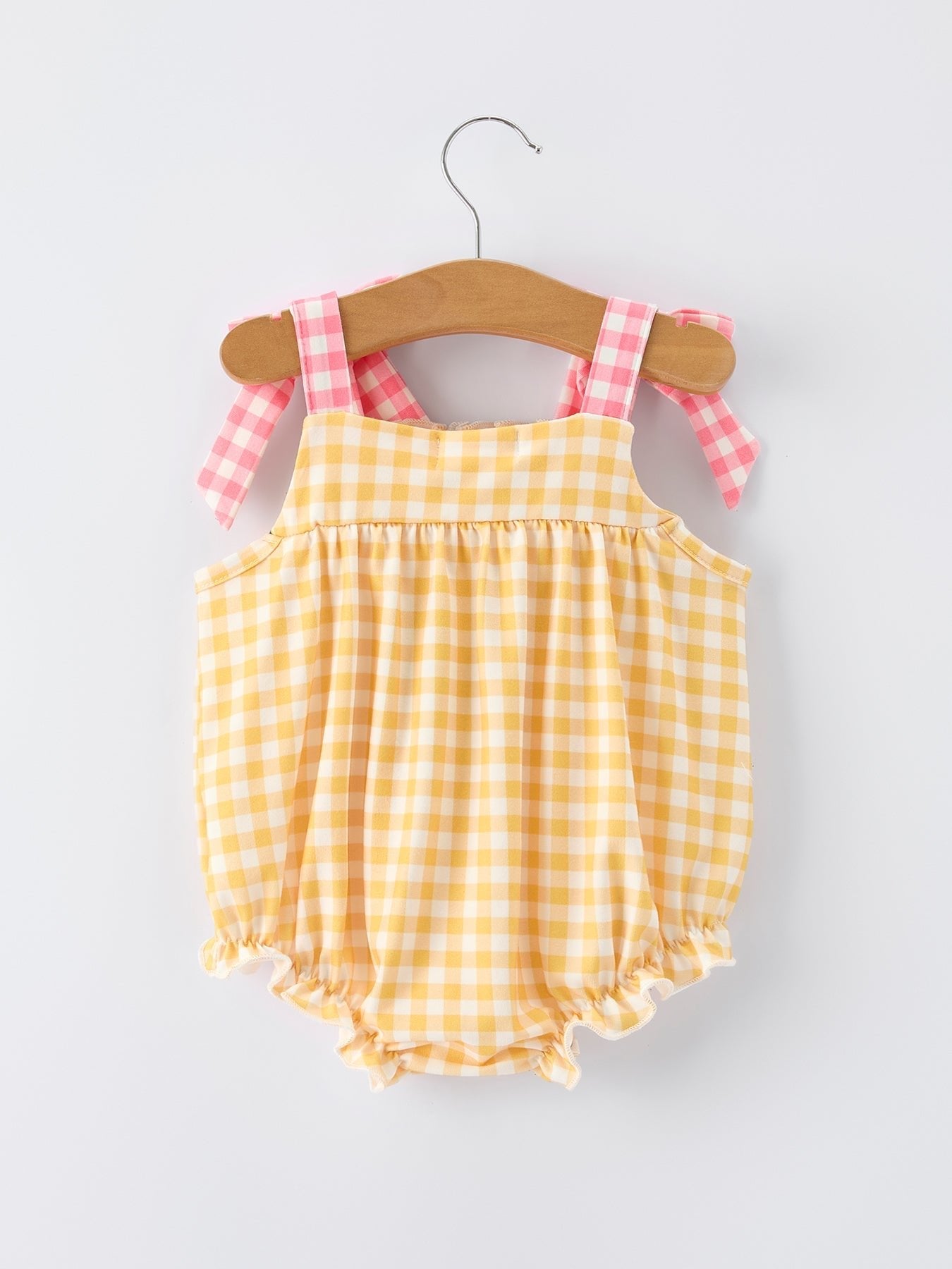 Fish Embroidery Smocking Plaid Baby Girl Romper - Abbies Place