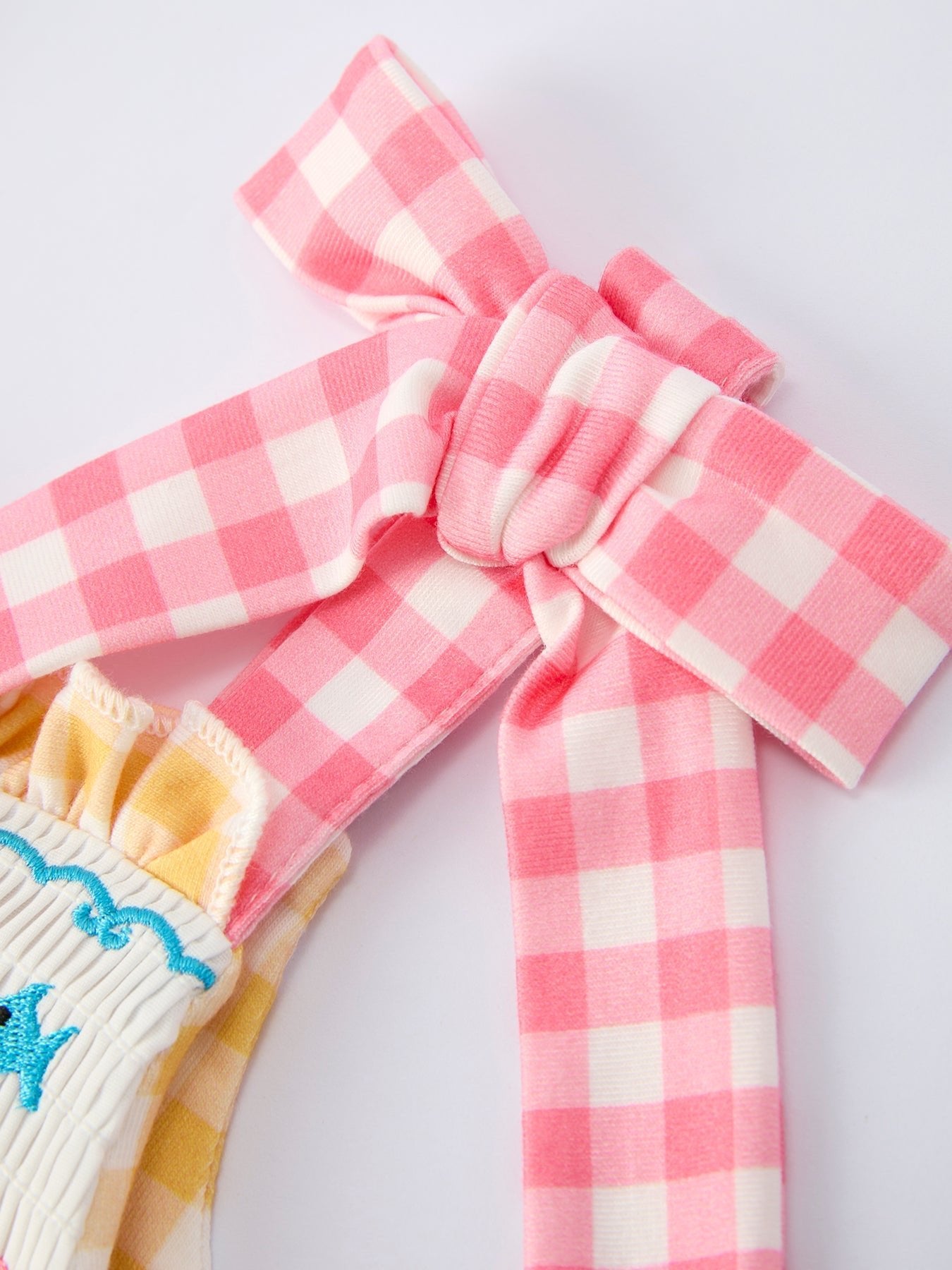 Fish Embroidery Smocking Plaid Girls' Dress - Abbies Place
