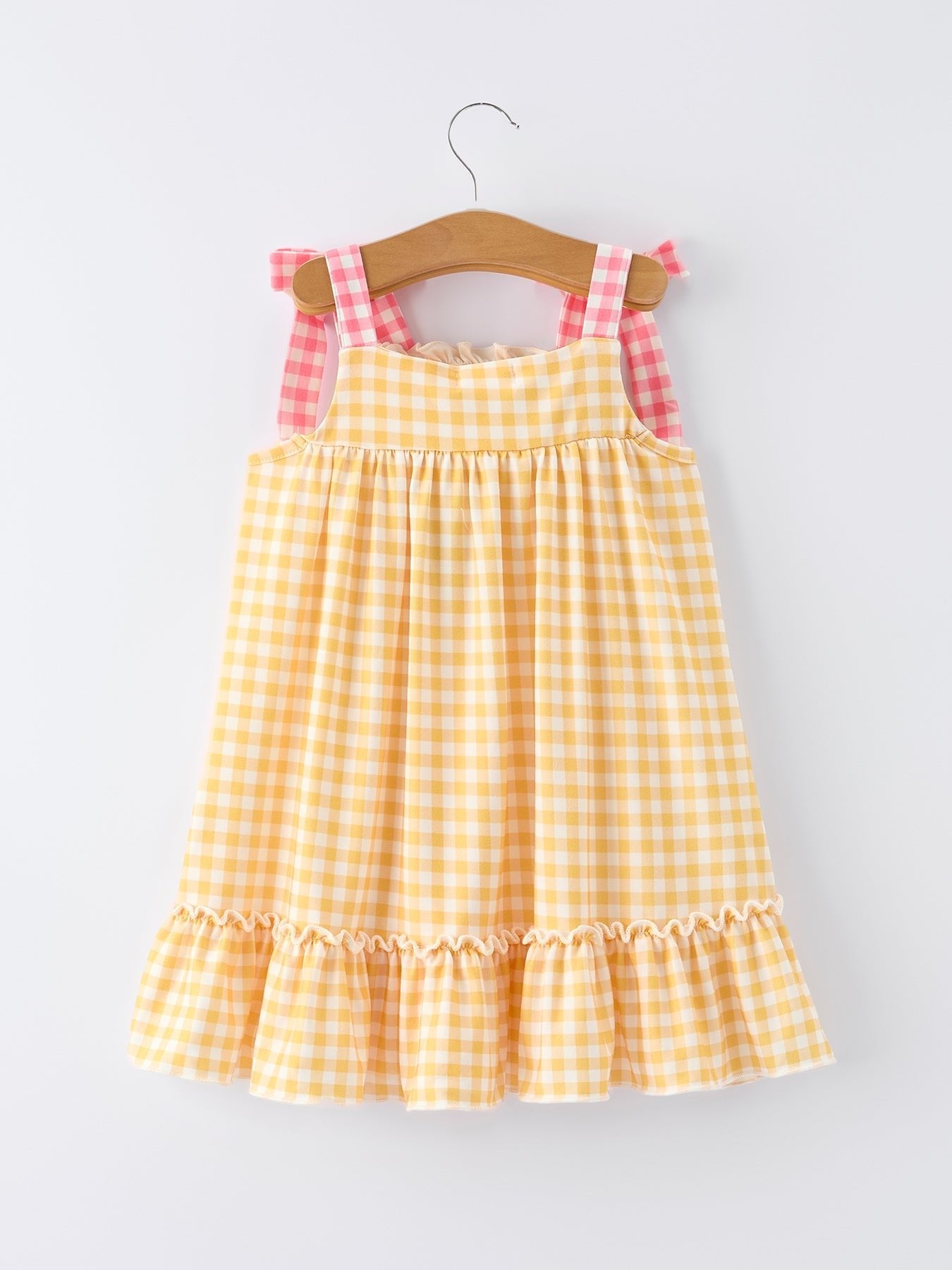 Fish Embroidery Smocking Plaid Girls' Dress - Abbies Place