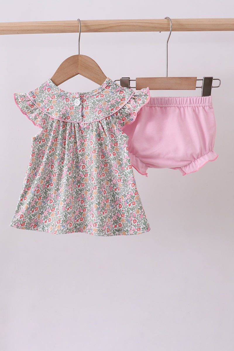 Floral bunny applique ruffle bloomer set - Abbies Place