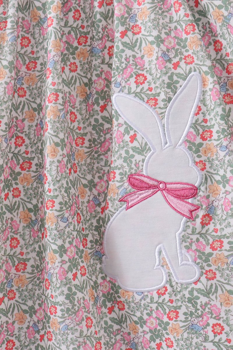 Floral bunny applique ruffle dress - Abbies Place