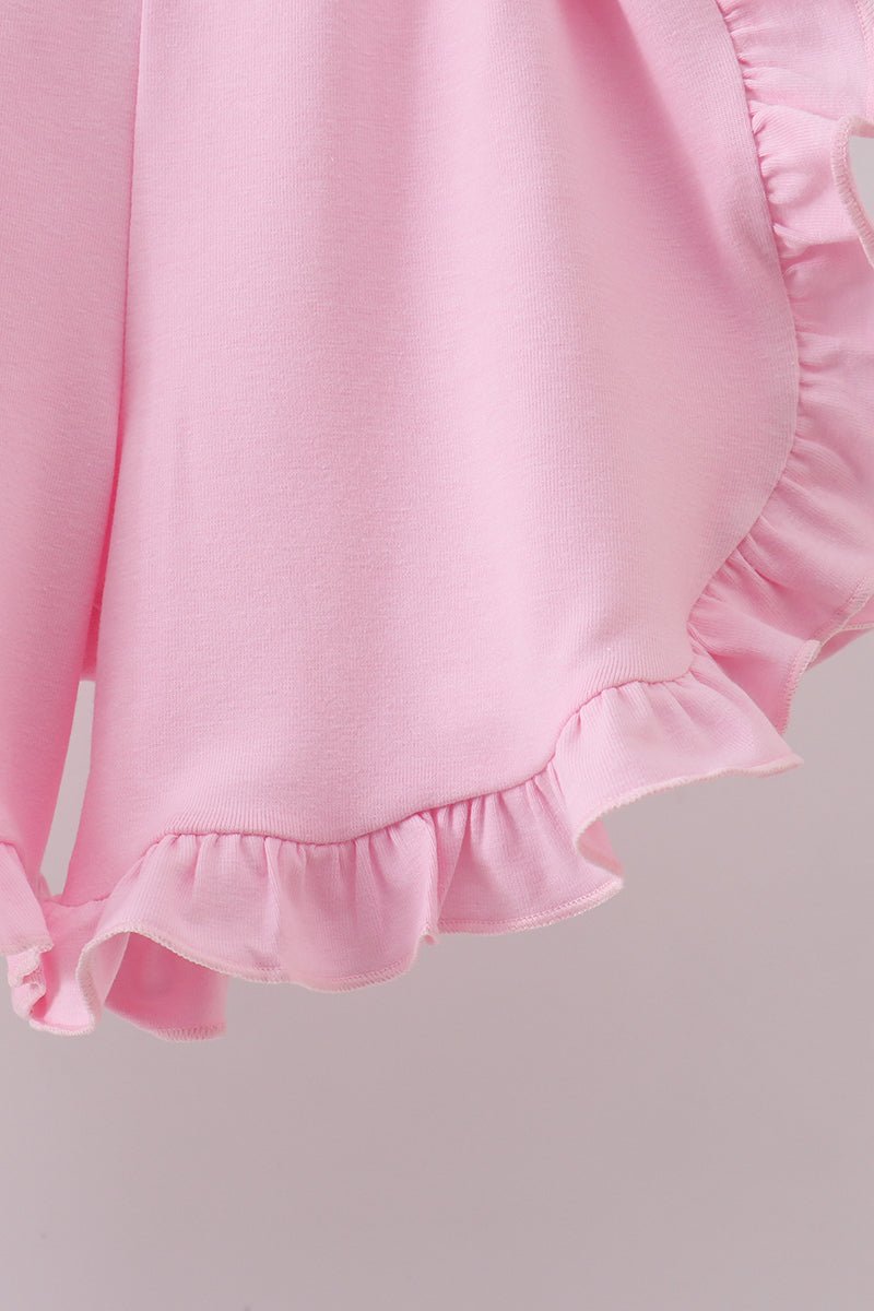 Floral bunny applique ruffle shorts set - Abbies Place