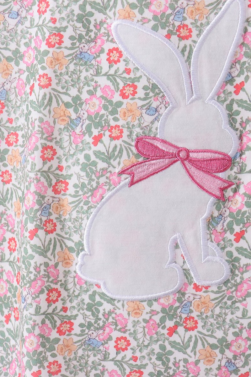 Floral bunny applique ruffle shorts set - Abbies Place