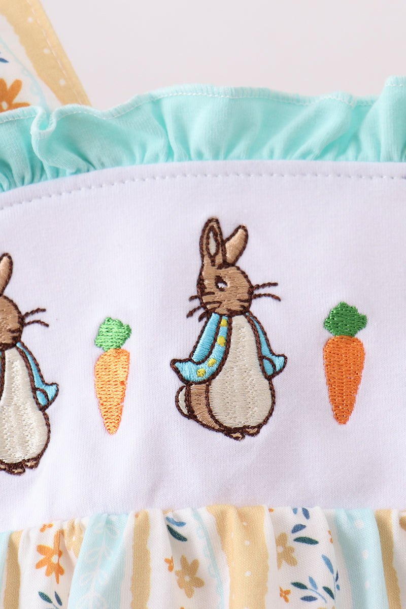 Floral bunny embroidery ruffle bubble - Abbies Place