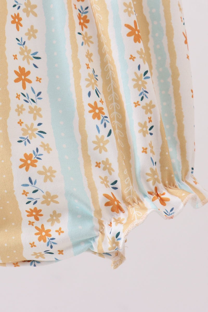 Floral bunny embroidery ruffle bubble - Abbies Place