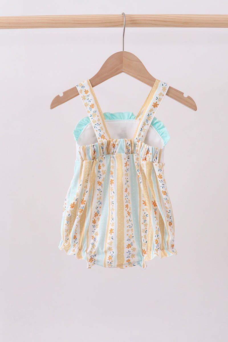 Floral bunny embroidery ruffle bubble - Abbies Place