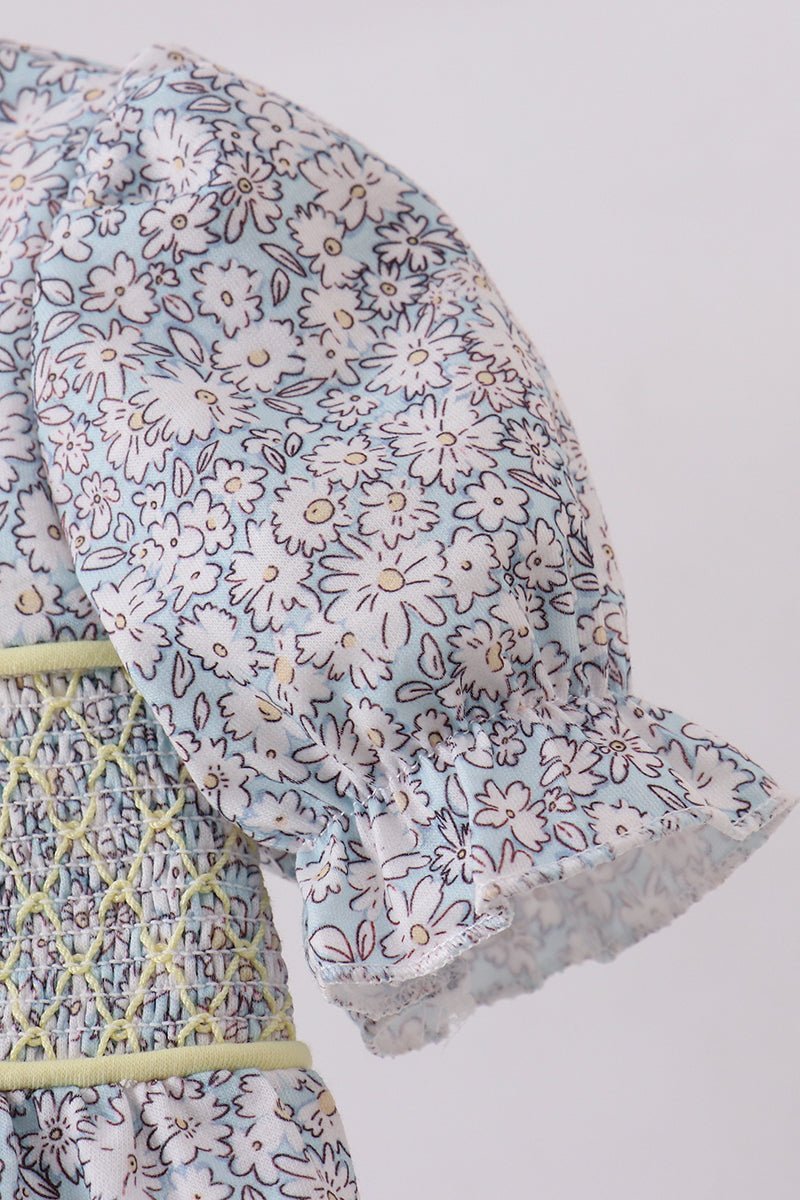 Floral bunny smocked bubble - Abbies Place